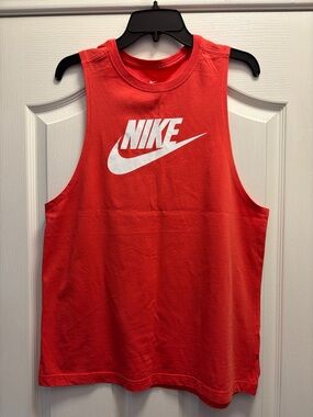 Nike Red Muscle Tank with White Swoosh